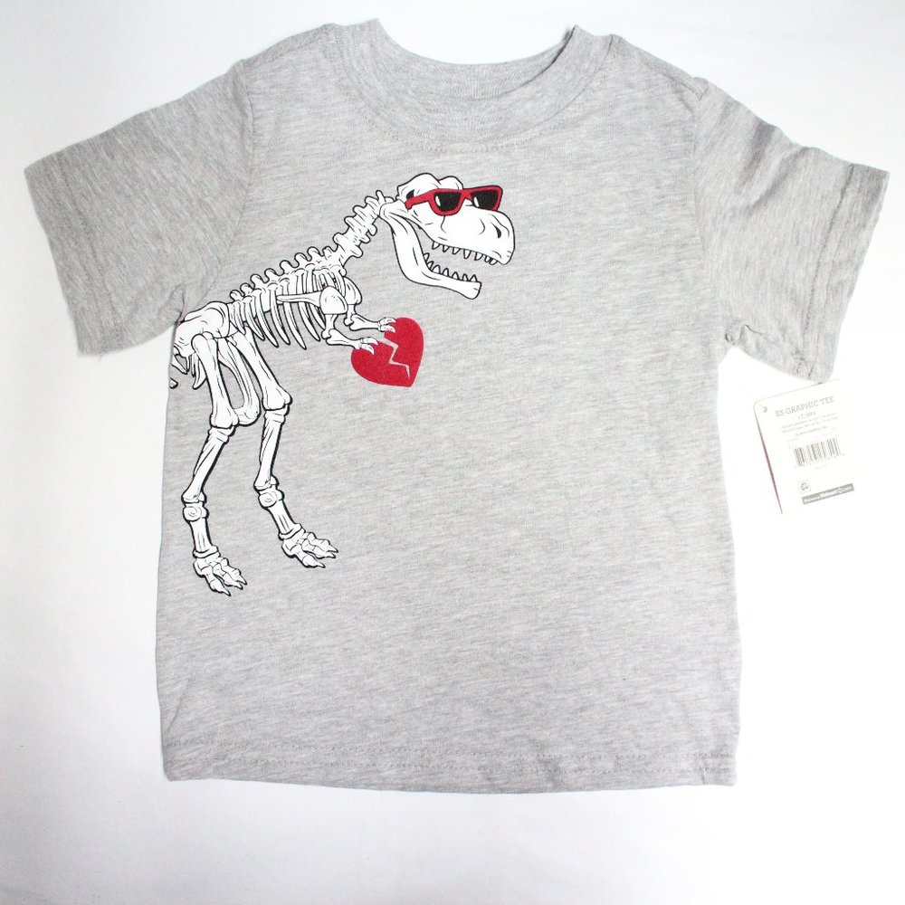 2T Boys Graphic Tee (T-Rex Dinosaur) Valentine Heartbreaker Short Sleeve Shirt